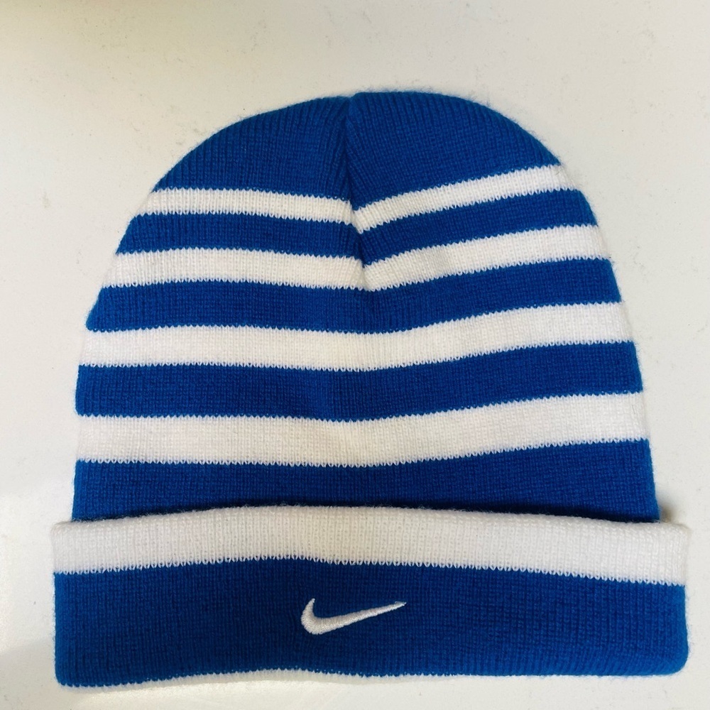 Nike Kids Striped Blue and White Hat